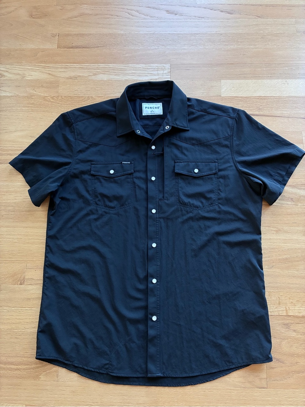 Poncho The Bandera Men's XL Slim Fit Western Pearl Snap Black Shirt